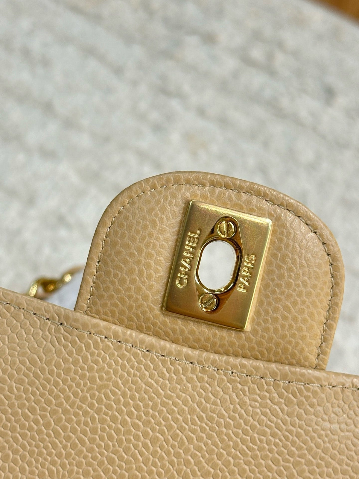 Chanel Medium Caviar Classic Double Flap Bag Beige