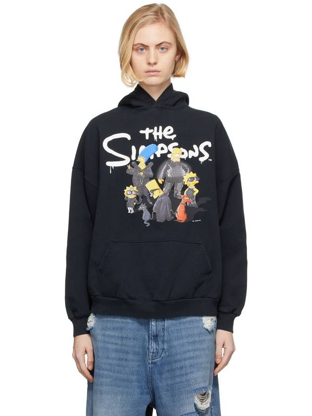 Luxury Balenciaga  The Simpsons Printed Hoodie Black