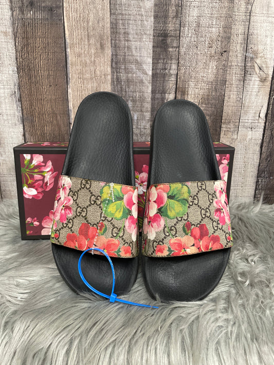 Floral Print Sandals Designer Gucci, Size 10 (41)