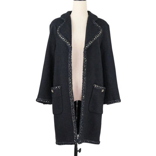 Chanel Embroidery Alpaca Open Front Tweed Coat