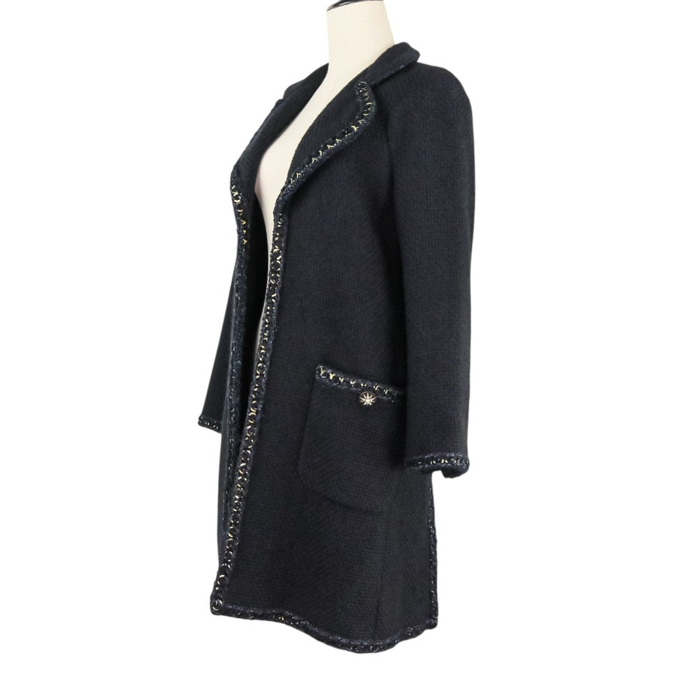 Chanel Embroidery Alpaca Open Front Tweed Coat