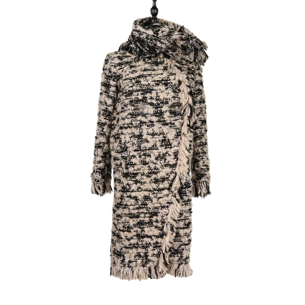 Chanel Grid Tweed Collarless Coat