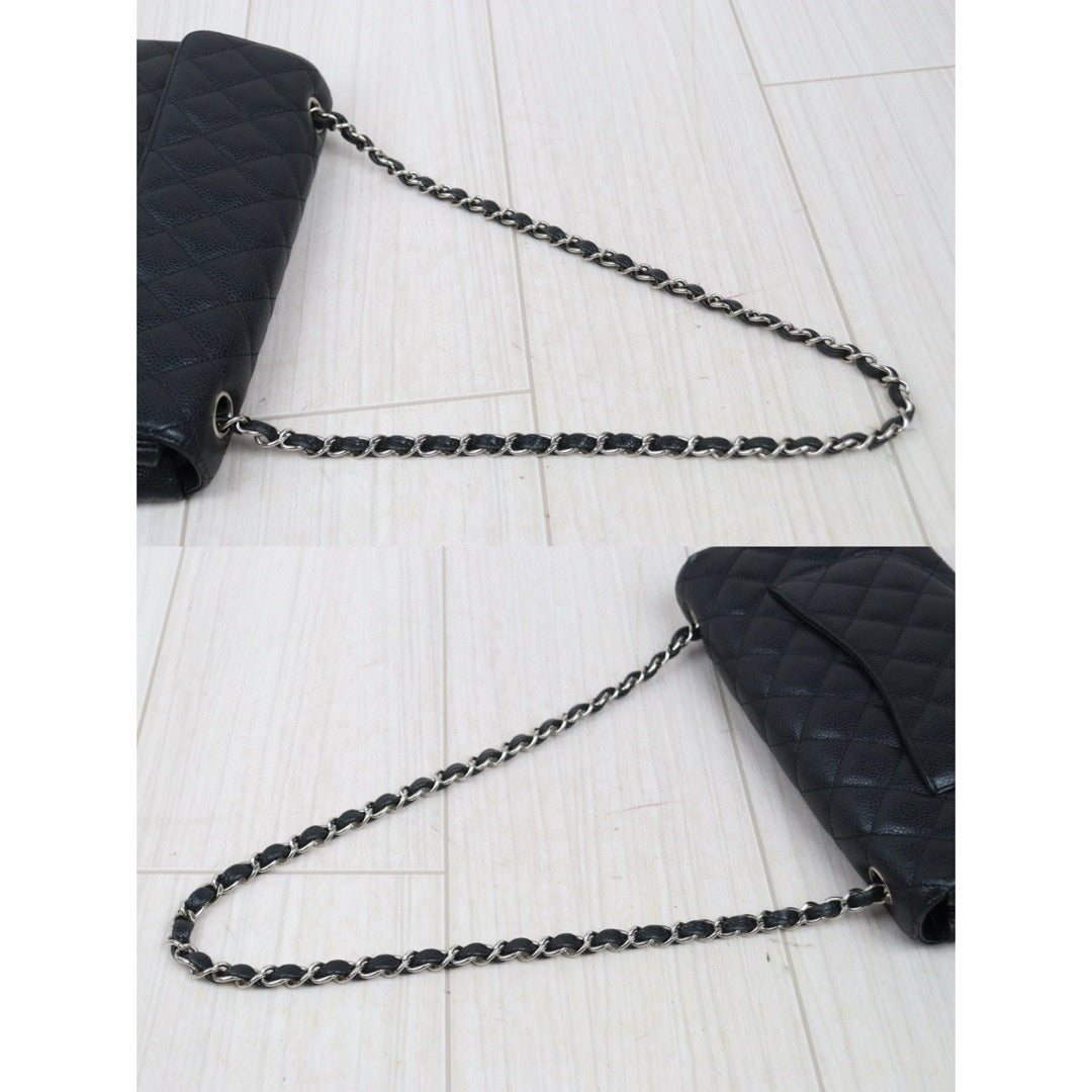 Good ( Rank AB)｜ CHANEL Caviar Skin Matrasse Single Flap 25 Shoulder Bag Black Made In 2006-2008 Year  ｜V25021909