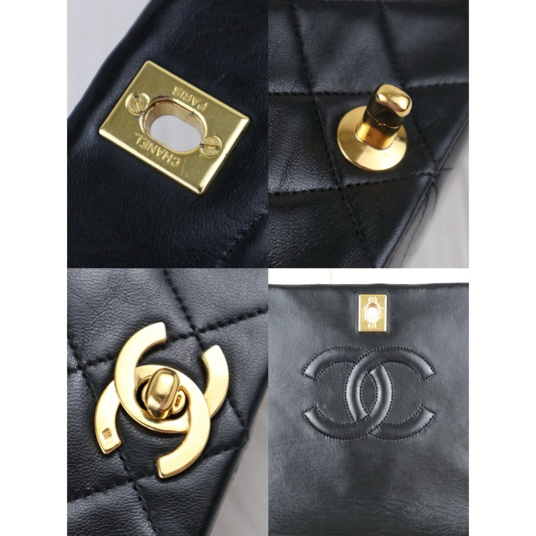Good ( Rank AB)｜ CHANEL Matrasse  Lamb Skin Flap 23 Chain Bag Black Made in 1989-1991 Year｜J25060507
