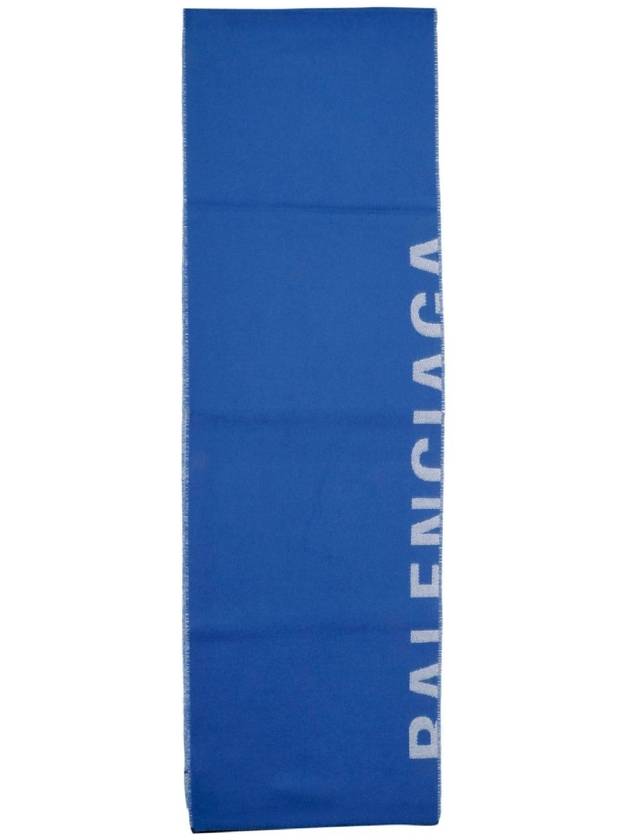 Luxury Balenciaga  Logo Wool Muffler Blue