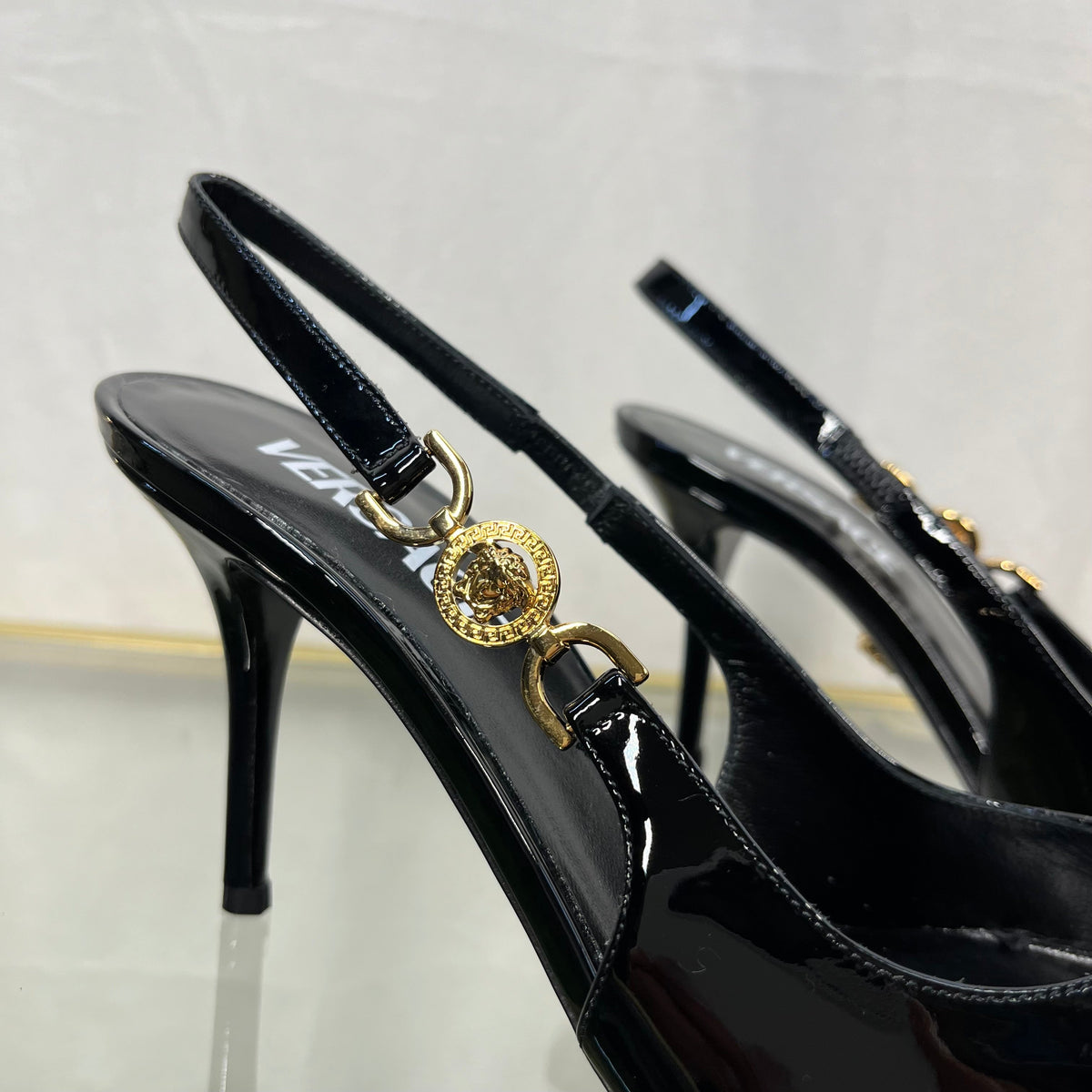 VERSACE 95' SlingBack Pumps 85mm Black SZ36