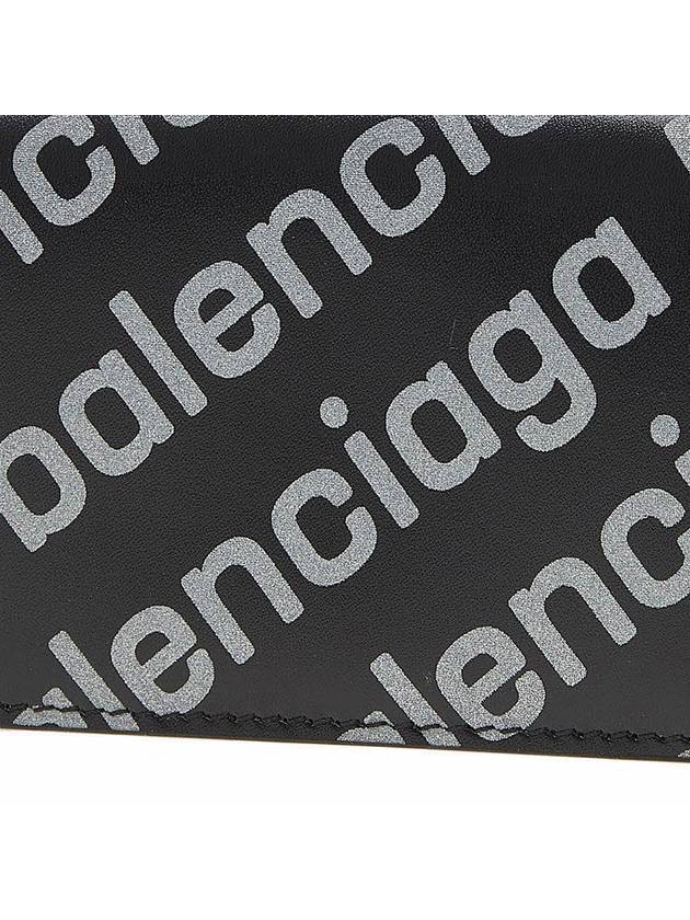 Luxury Balenciaga  All-Over Logo Tri-Fold Half Wallet Black