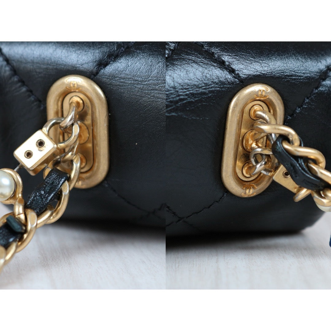 Very Good ( Rank A) ｜ CHANEL Matrasse Lamb Skin Mini Pearl Chain Bag Made in 2020-2021 Year｜S24082001