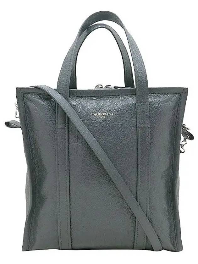 Luxury Balenciaga  513990 Gray color leather small bazaar shopper tote bag shoulder strap