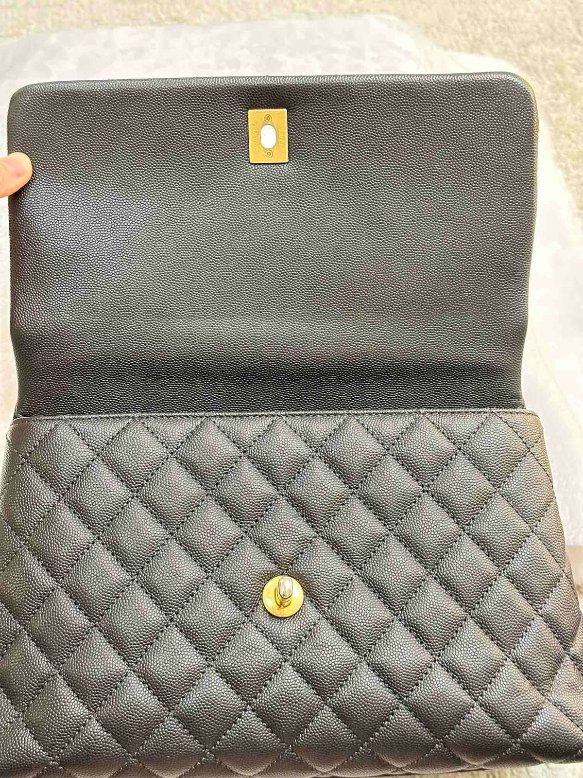 Chanel Medium Caviar Quilted Coco Handle Flap Black GHW
