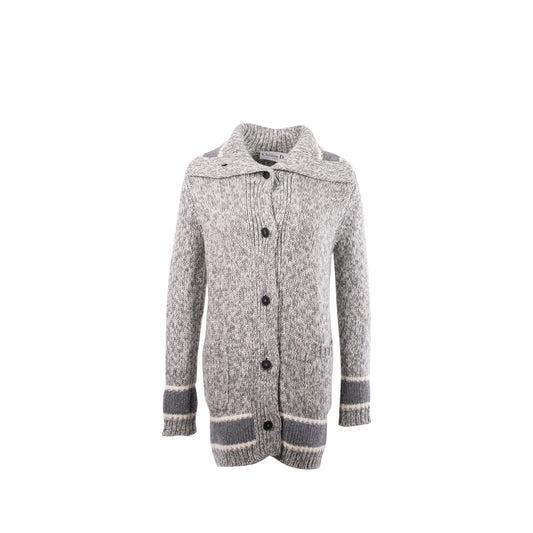 Dior Size 36 Long Cardigan Wool/Cashmere Grey/White
