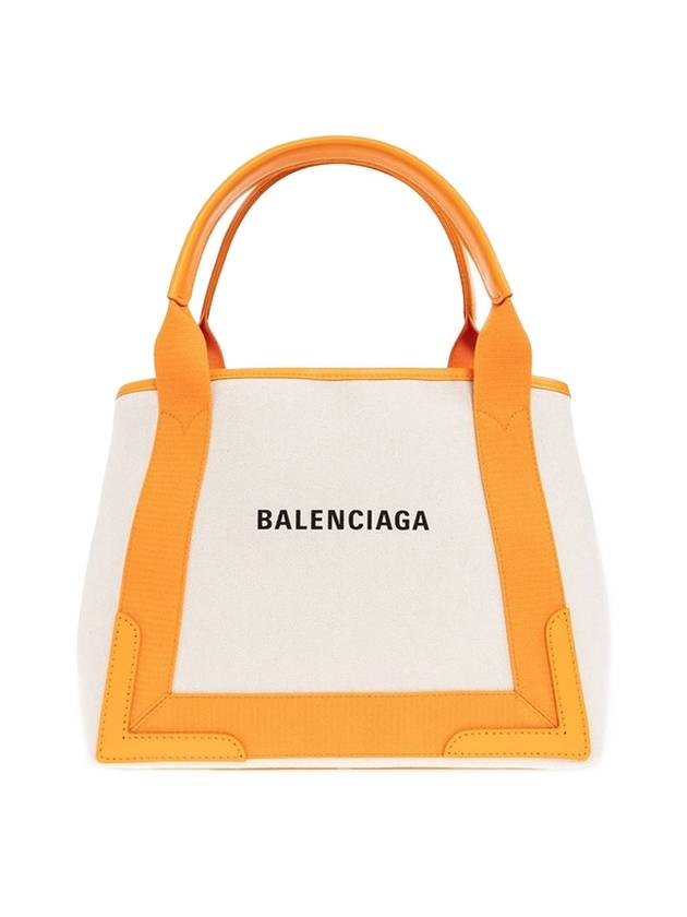 Luxury Balenciaga  Cabas Logo Canvas Small Tote Bag Dark Orange