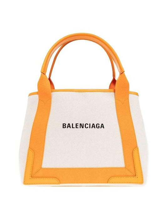 Luxury Balenciaga  Cabas Logo Canvas Small Tote Bag Dark Orange