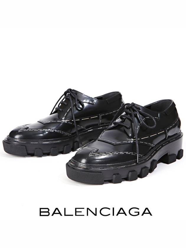 Luxury Balenciaga  Topstitched Leather Derby Black