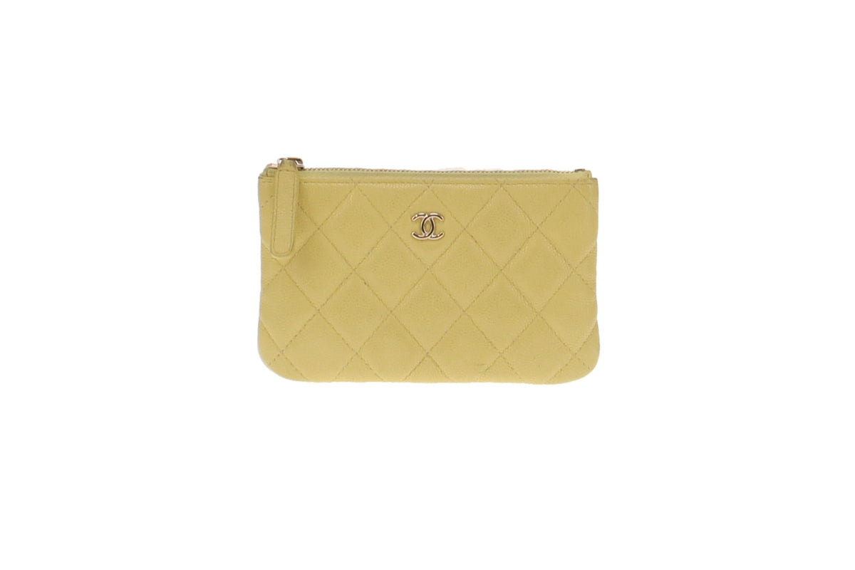 Chanel Soft Caviar Lemon Yellow Classic Mini Pouch 2019