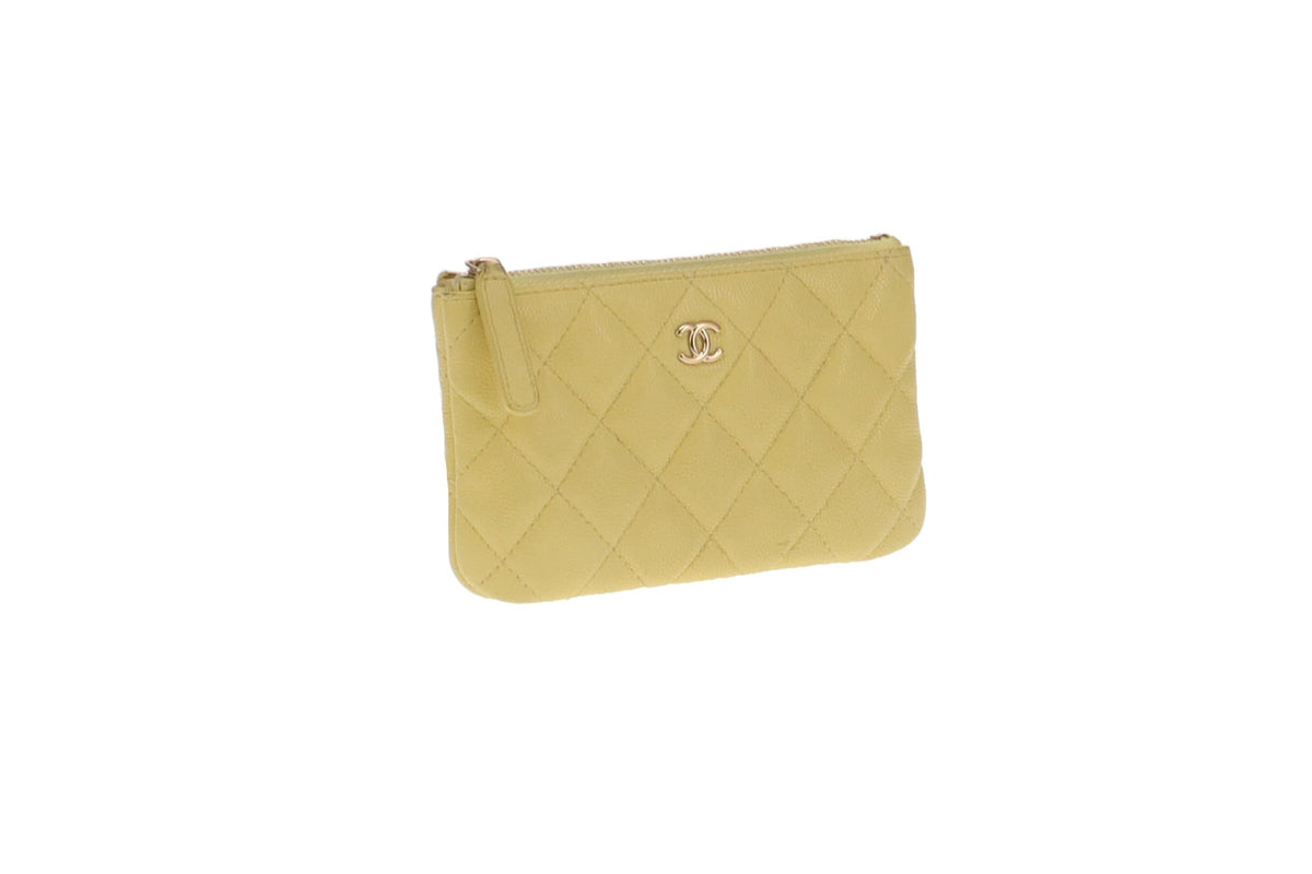 Chanel Soft Caviar Lemon Yellow Classic Mini Pouch 2019