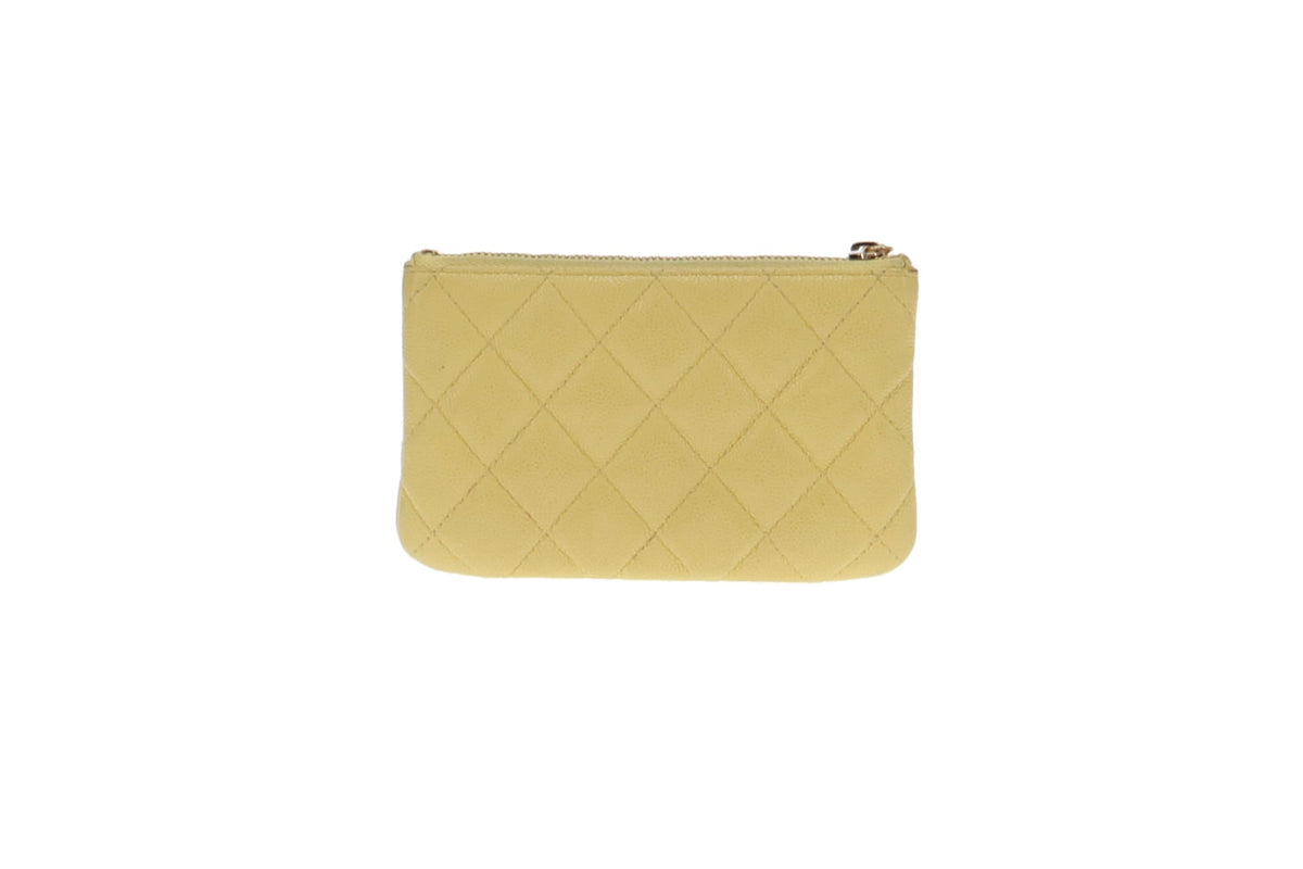 Chanel Soft Caviar Lemon Yellow Classic Mini Pouch 2019