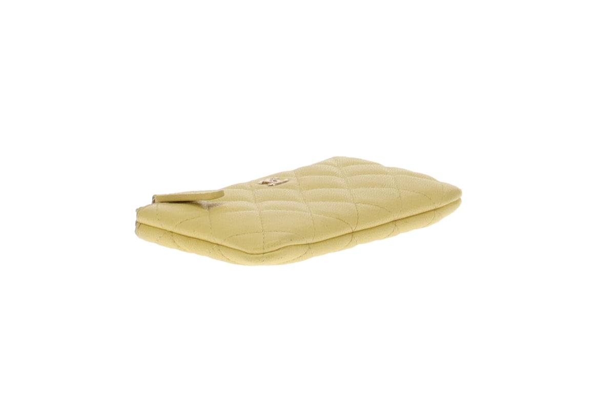 Chanel Soft Caviar Lemon Yellow Classic Mini Pouch 2019