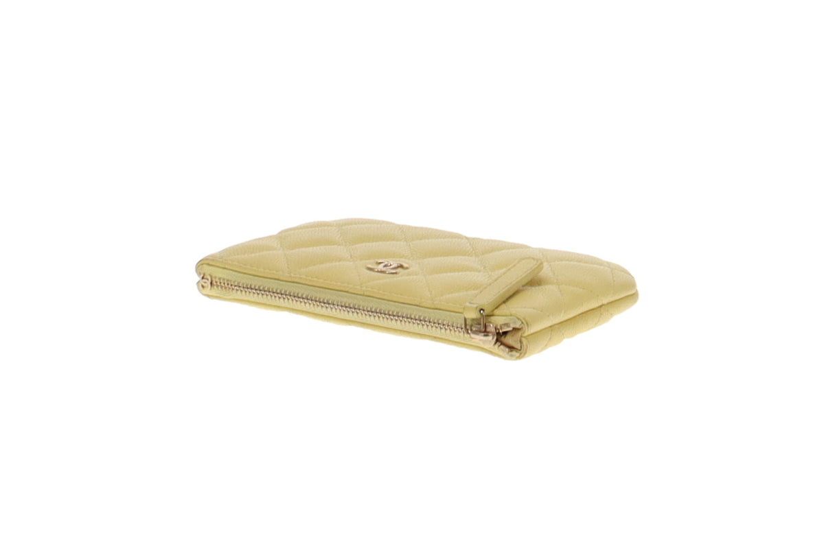 Chanel Soft Caviar Lemon Yellow Classic Mini Pouch 2019