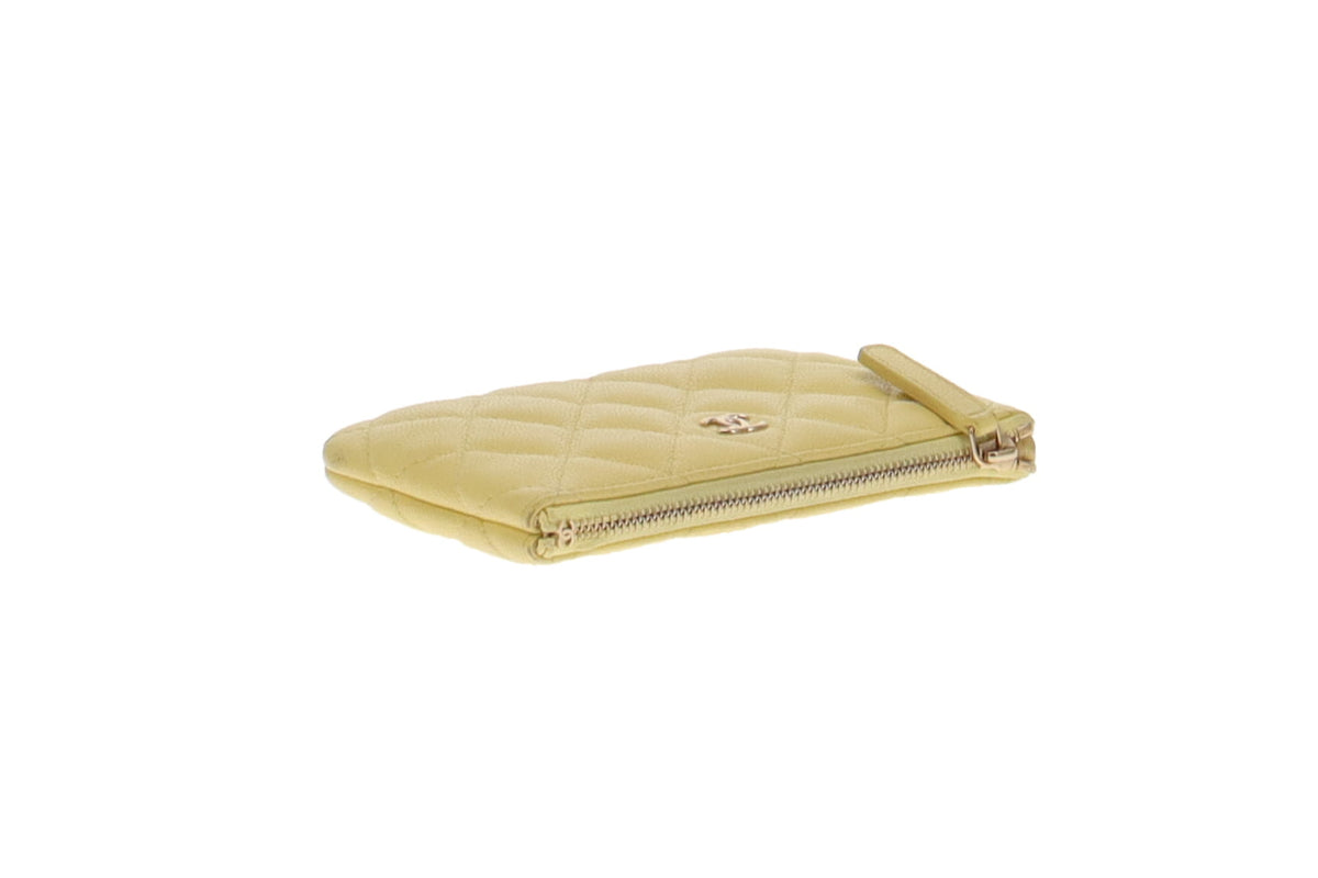 Chanel Soft Caviar Lemon Yellow Classic Mini Pouch 2019