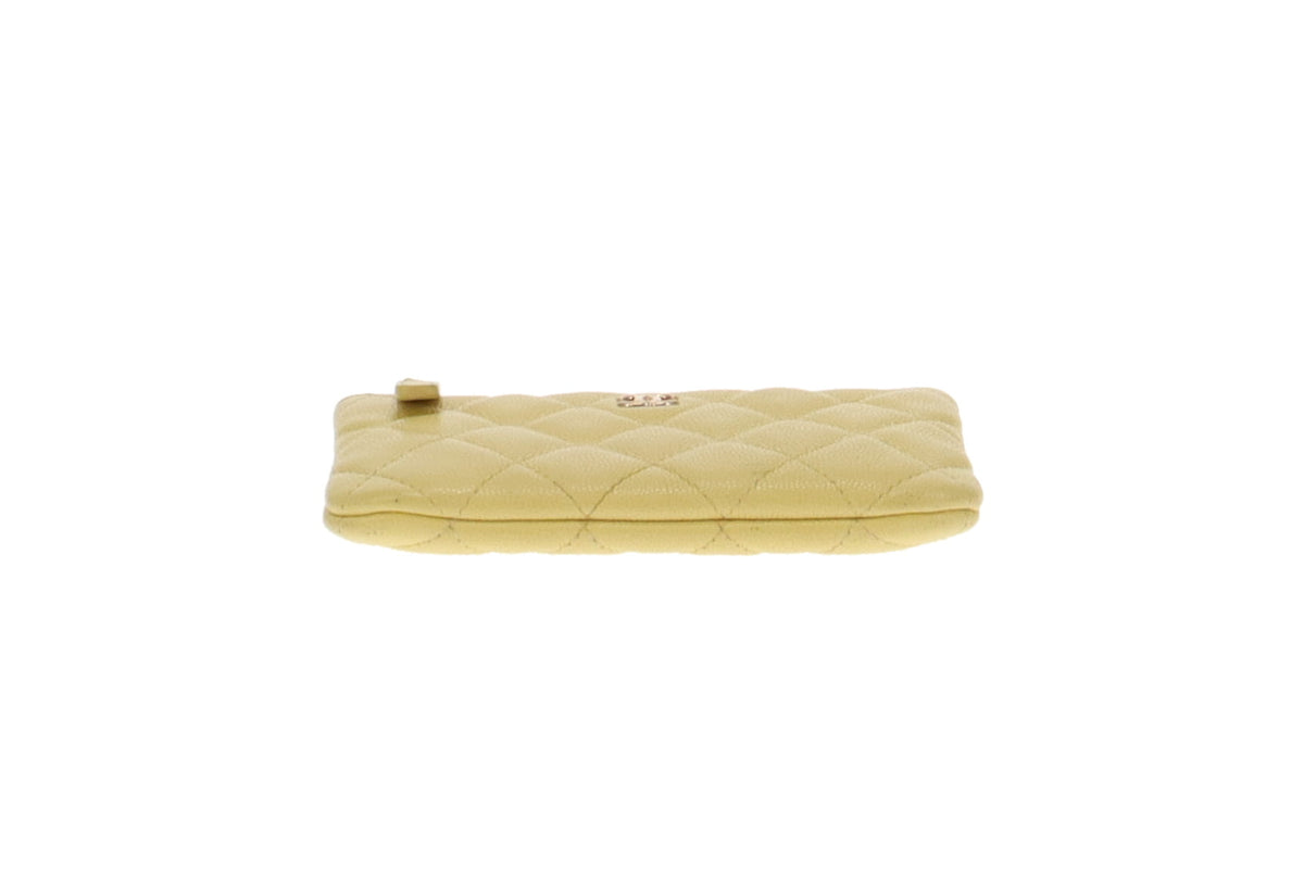 Chanel Soft Caviar Lemon Yellow Classic Mini Pouch 2019