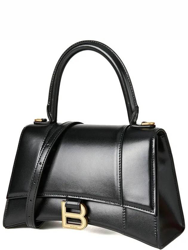 Luxury Balenciaga  Hourglass Small Tote Bag in Shiny Box Calfskin Black