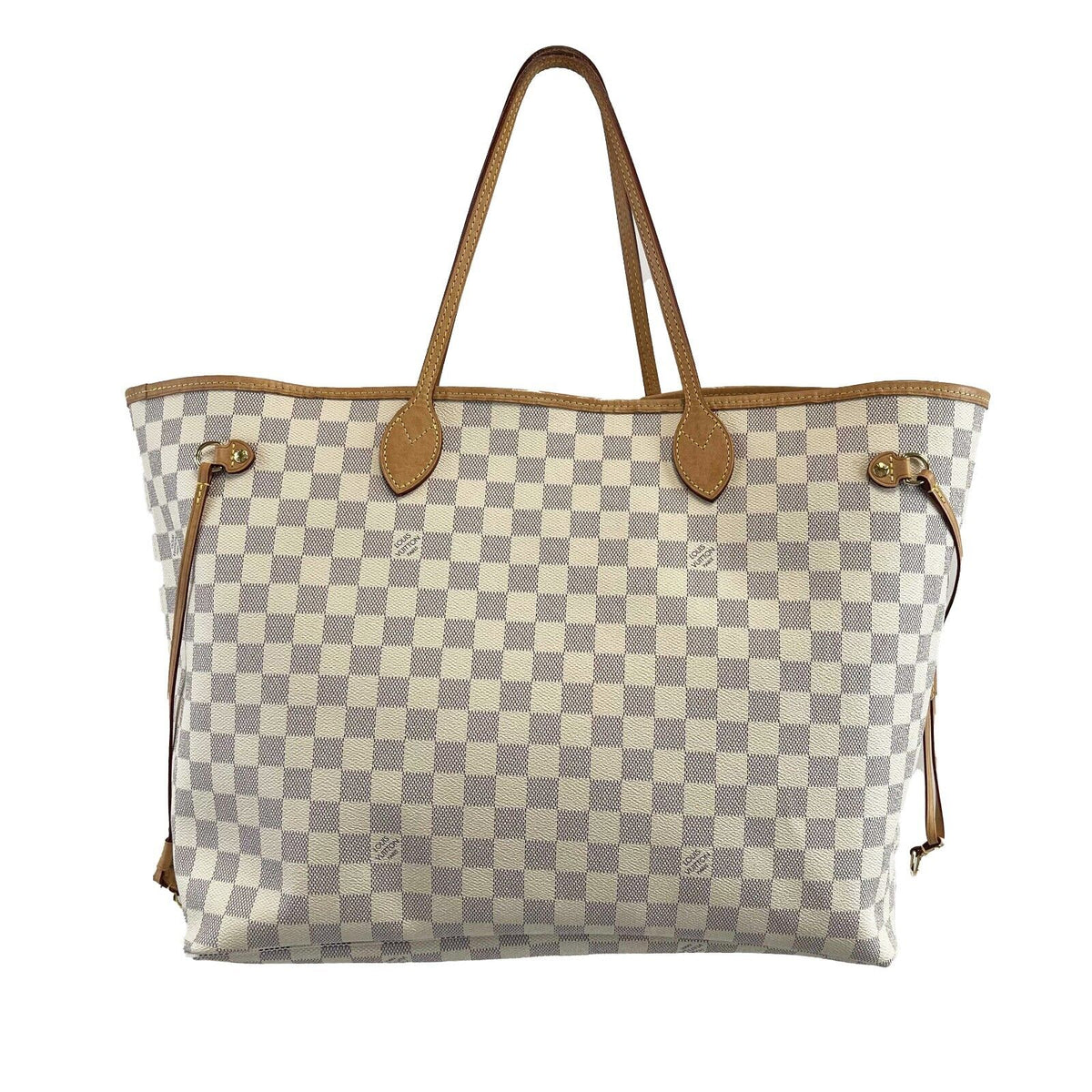 LOUIS VUITTON Neverfull GM Damier Azur W/Pouch White Handbag