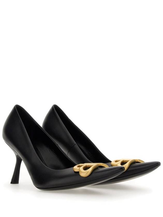 Luxury Balenciaga  Women's Logo Plaque Pointed toe Heels BLACK