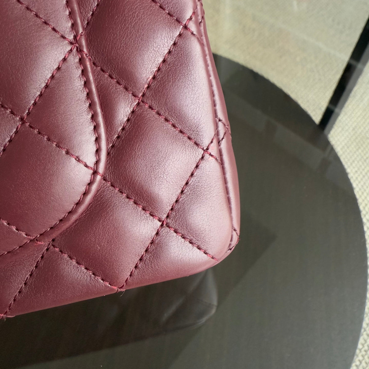 Chanel Rock The Corner Flap Small - 20CM Quilted Calfskin Burgundy Gold Hardware Series 24