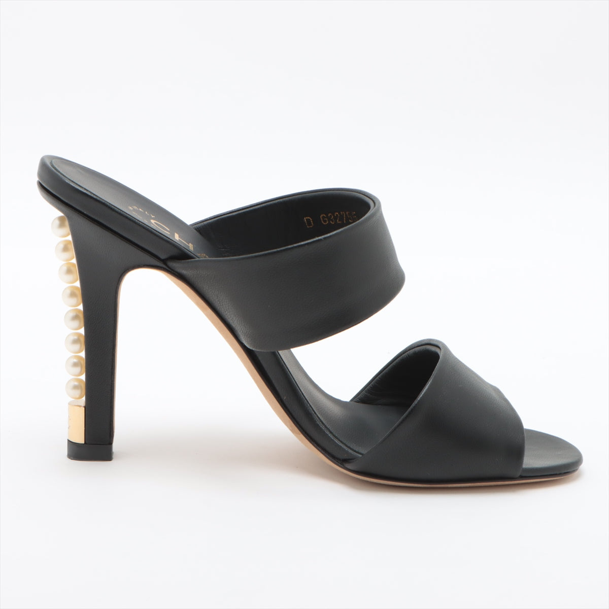 Chanel Coco Leather Sandal 36C  Black G32755  Pearl