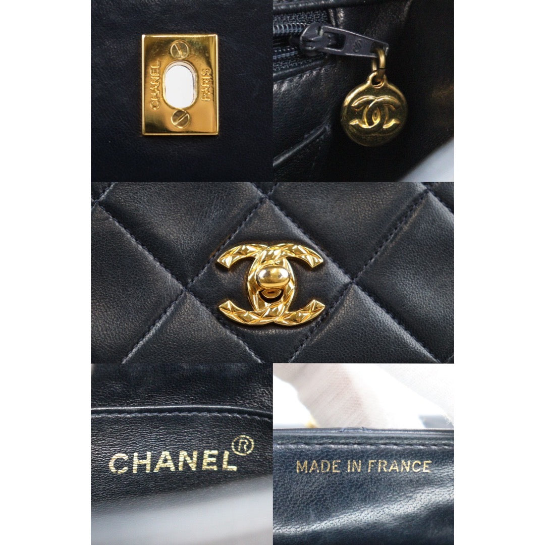 Good ( Rank AB)｜ CHANEL Matrasse Lamb Skin Shoulder Bag Navy ｜V24031225