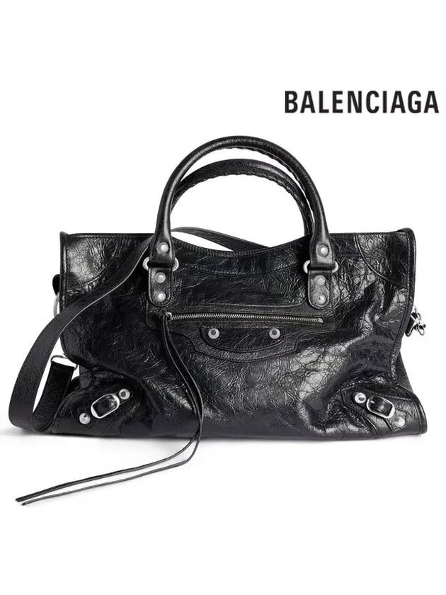 Luxury Balenciaga  Le City Medium Leather Tote Bag Black