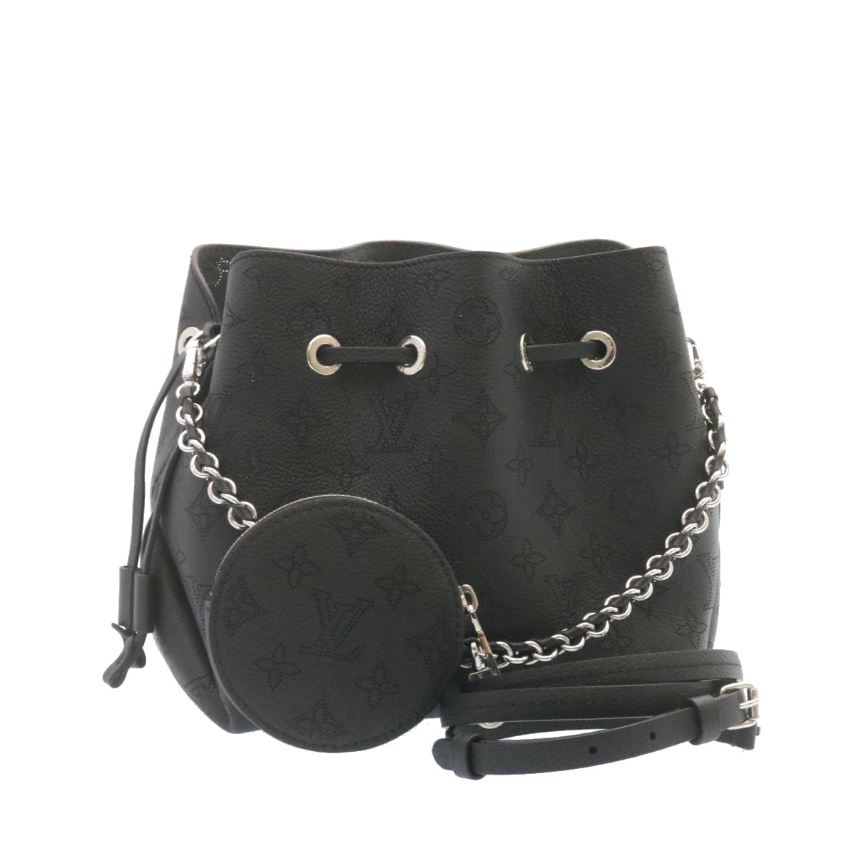 LOUIS VUITTON Monogram Mahina Bella Shoulder Bag Black M57070 LV  25402A