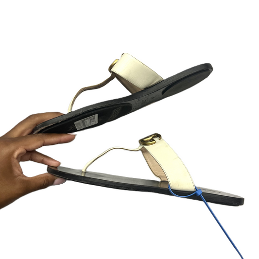 Black & Cream Sandals Luxury Designer By Gucci, Size: 9.5