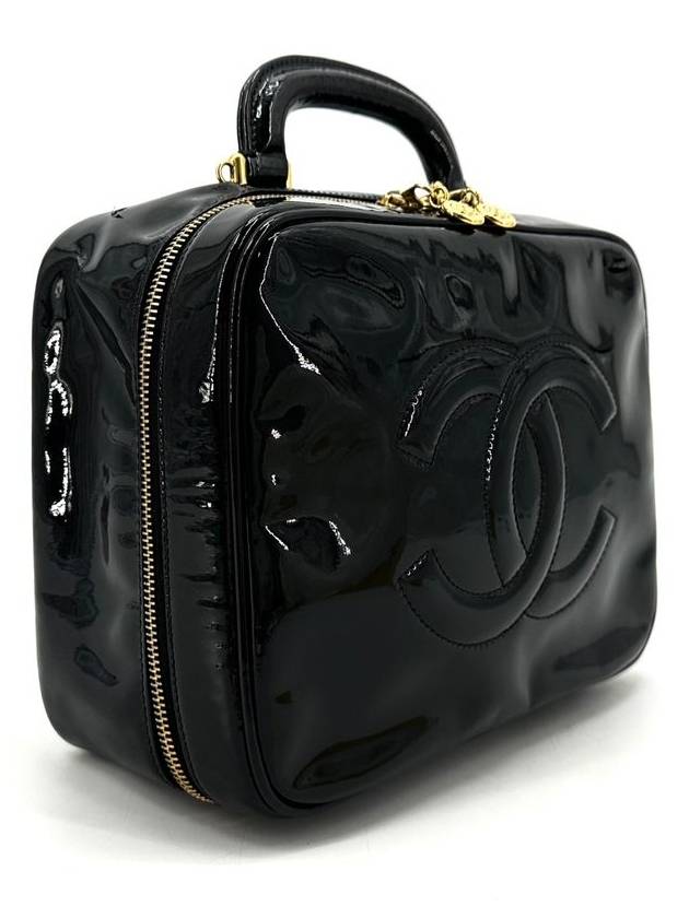 Patent cosmetic top handle tote bag and shoulder Chanel