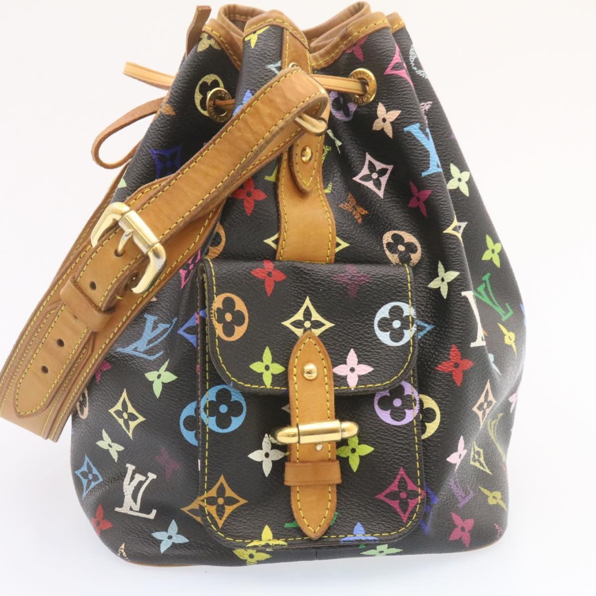 LOUIS VUITTON Monogram Multicolor Noe Shoulder Bag Black M42230 LV  25728A
