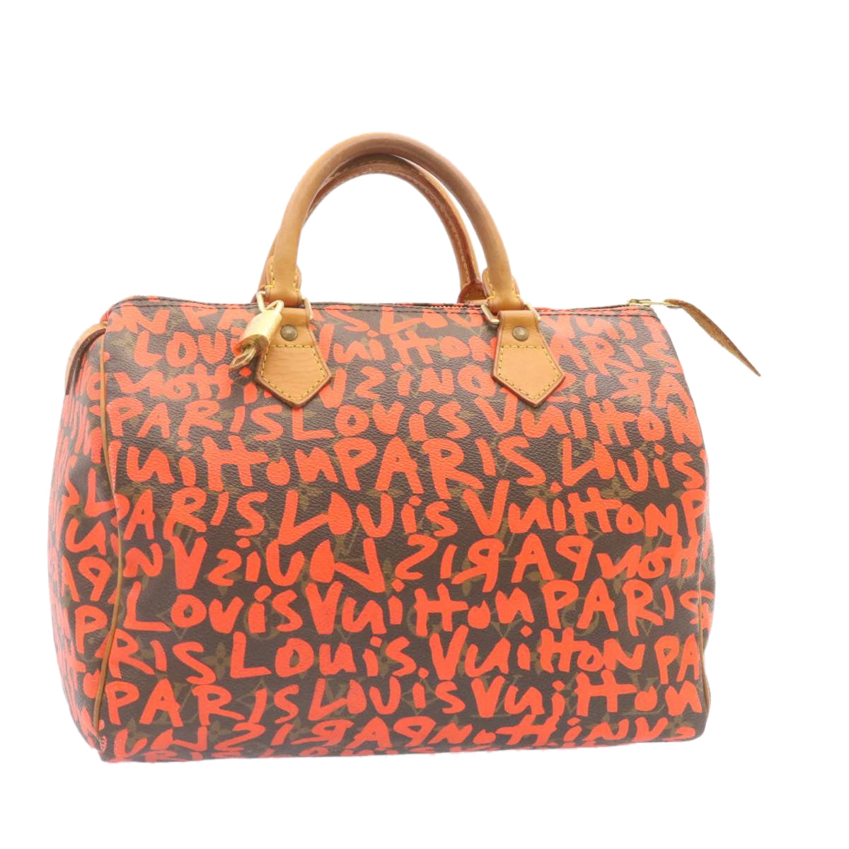LOUIS VUITTON Monogram Graffiti Speedy 30 Hand Bag Orange M93705 LV Auth 25731A