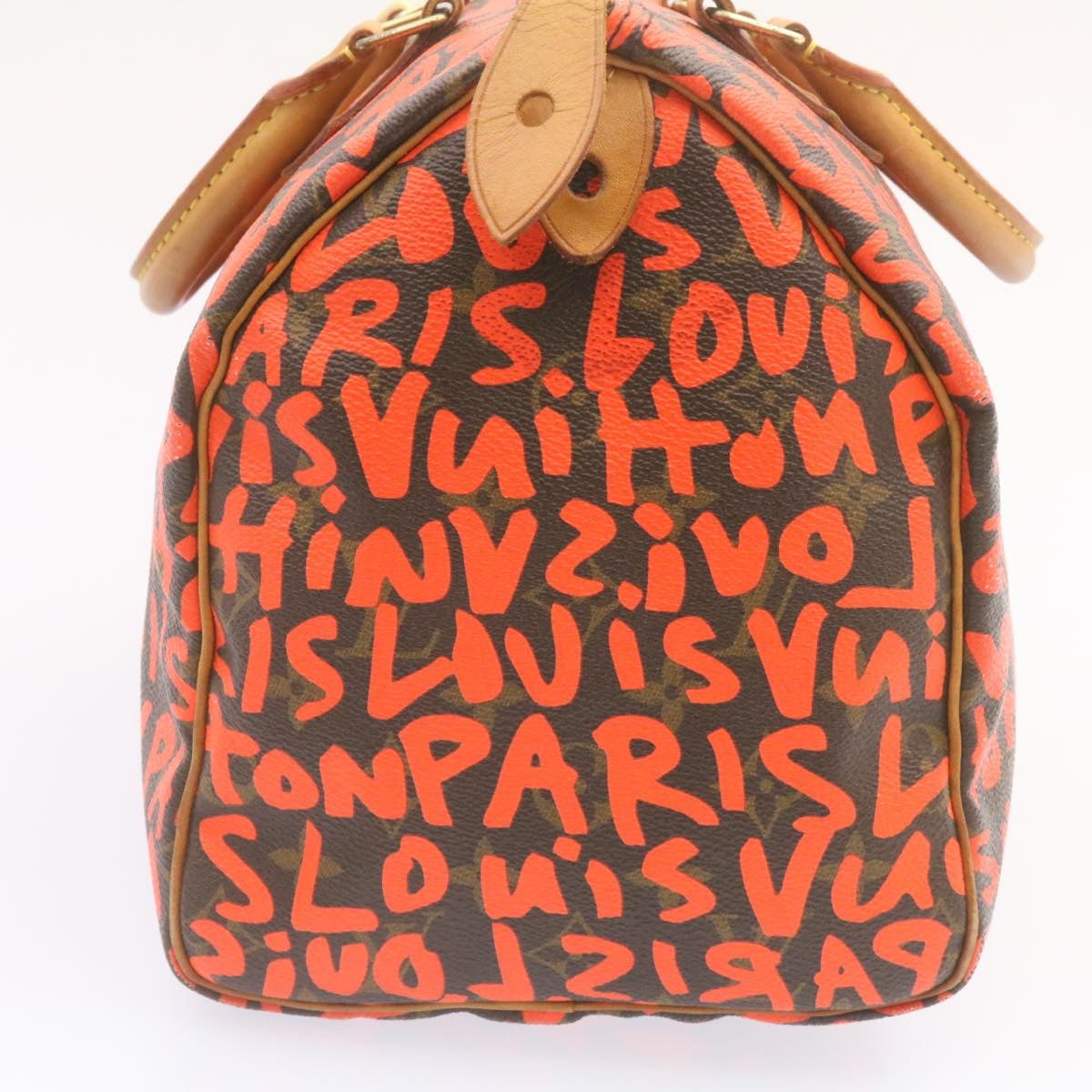 LOUIS VUITTON Monogram Graffiti Speedy 30 Hand Bag Orange M93705 LV Auth 25731A