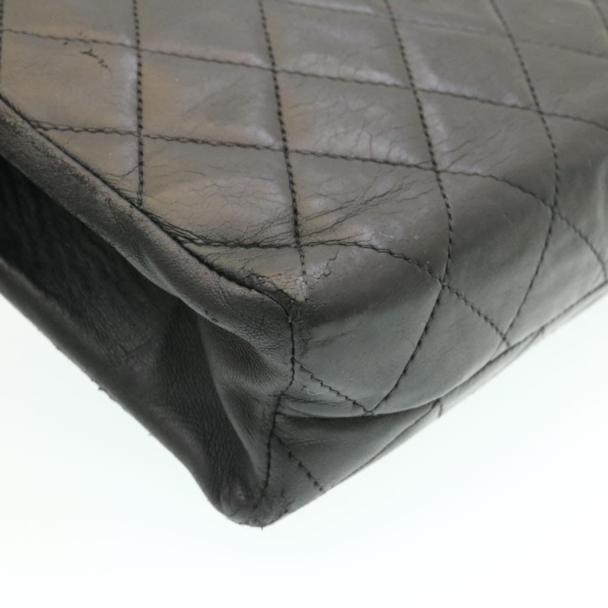 Top Quality Chanel Lamb Skin Matelasse Chain Shoulder Bag Black CC Auth 25810A
