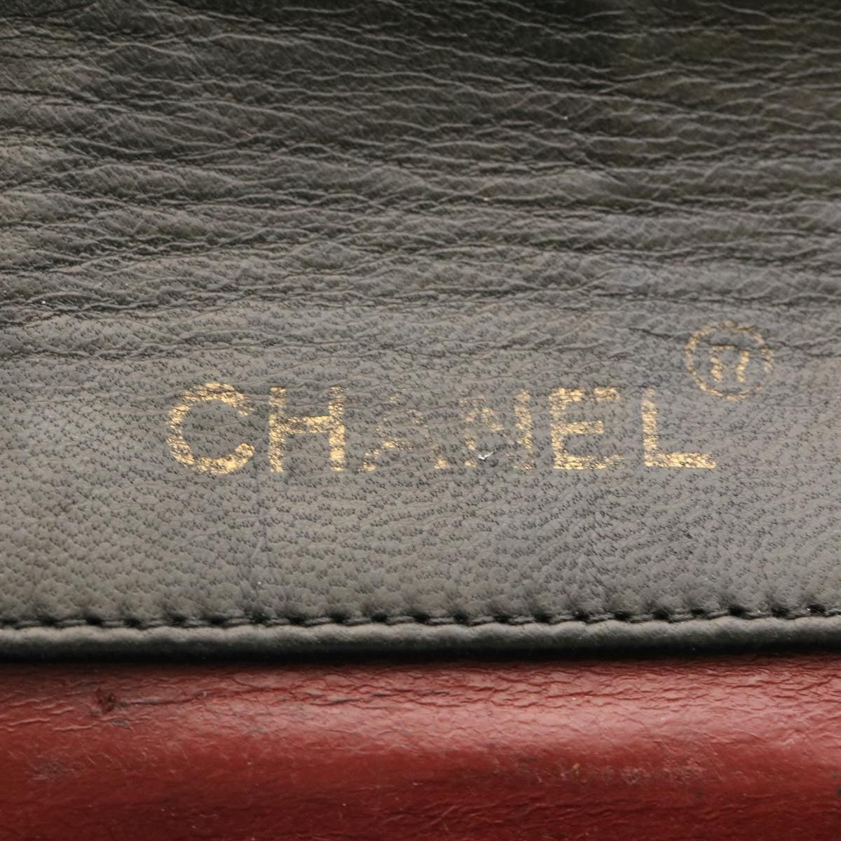 Top Quality Chanel Lamb Skin Matelasse Chain Shoulder Bag Black CC Auth 25810A