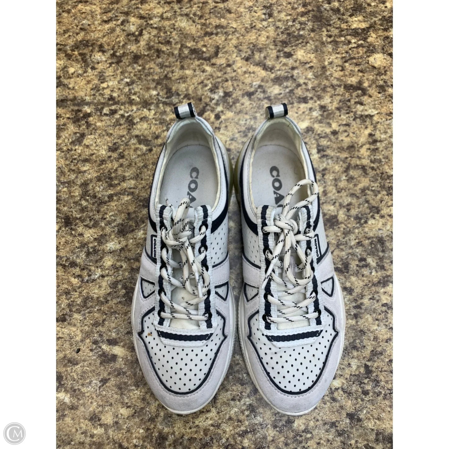 Shoes Designer By Coach In Blue & White, Size: 6.5