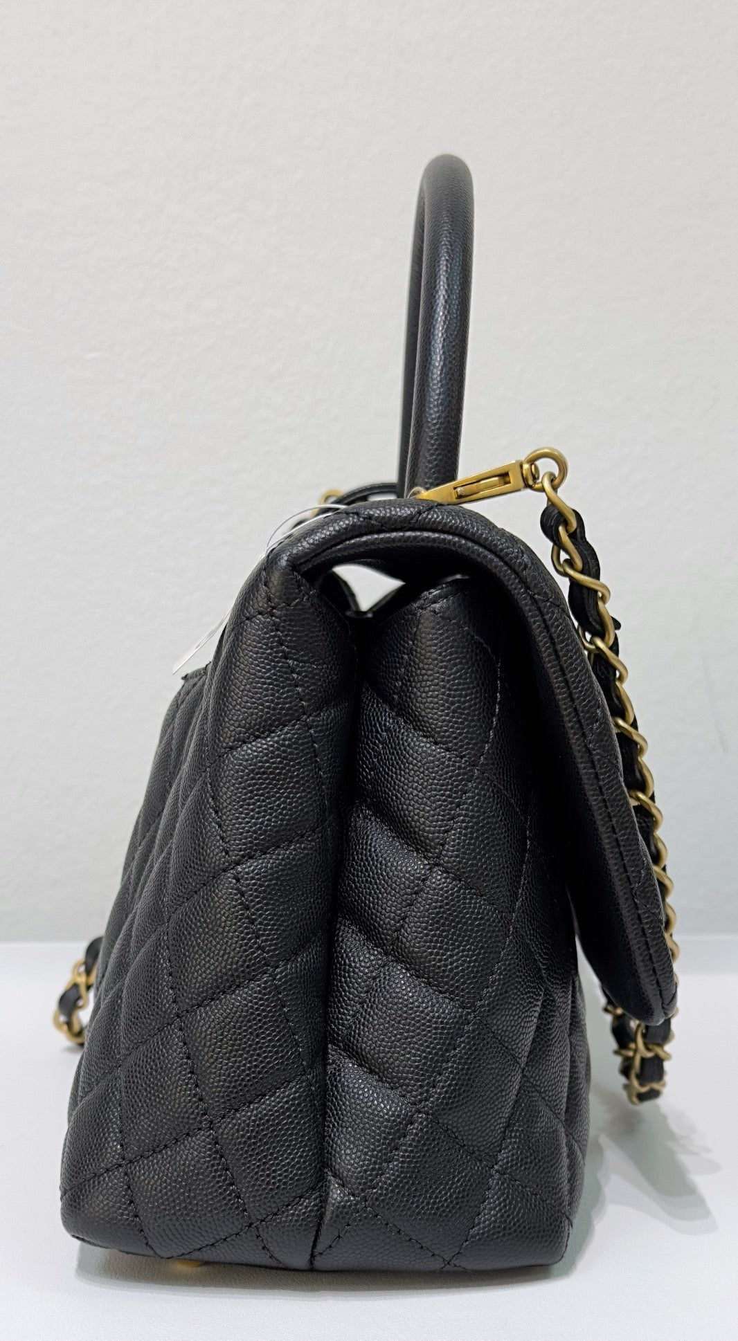 Chanel Medium Caviar Quilted Coco Handle Flap Black GHW