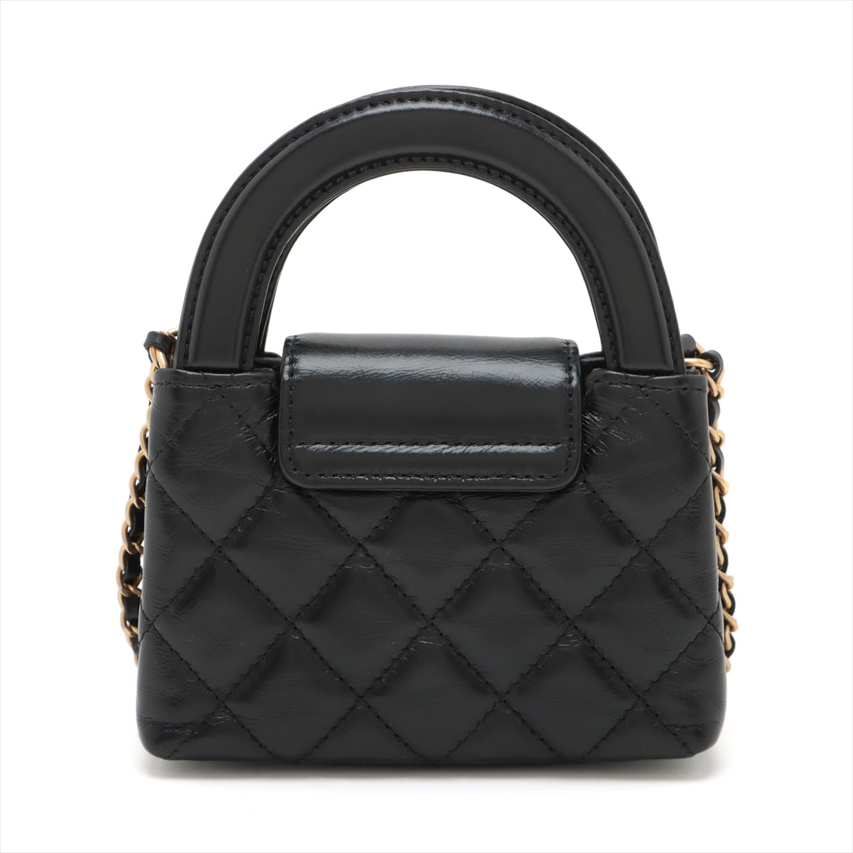 Chanel Mattress Leather 2WAY Shoulder Bag Black Gold  AP3435