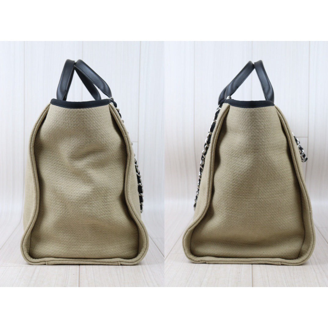 Rank A｜ CHANEL Canvas Tote Bag Khaki Large｜P24061127