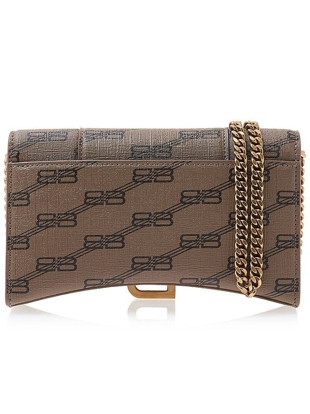 Luxury Balenciaga  Hourglass BB Monogram Chain Long Wallet Brown