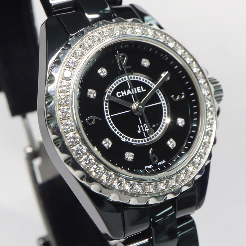 CHANEL J12 29MM H2571 Black Ceramic Diamond Beezel Black 8P Diamond Quartz  Watch