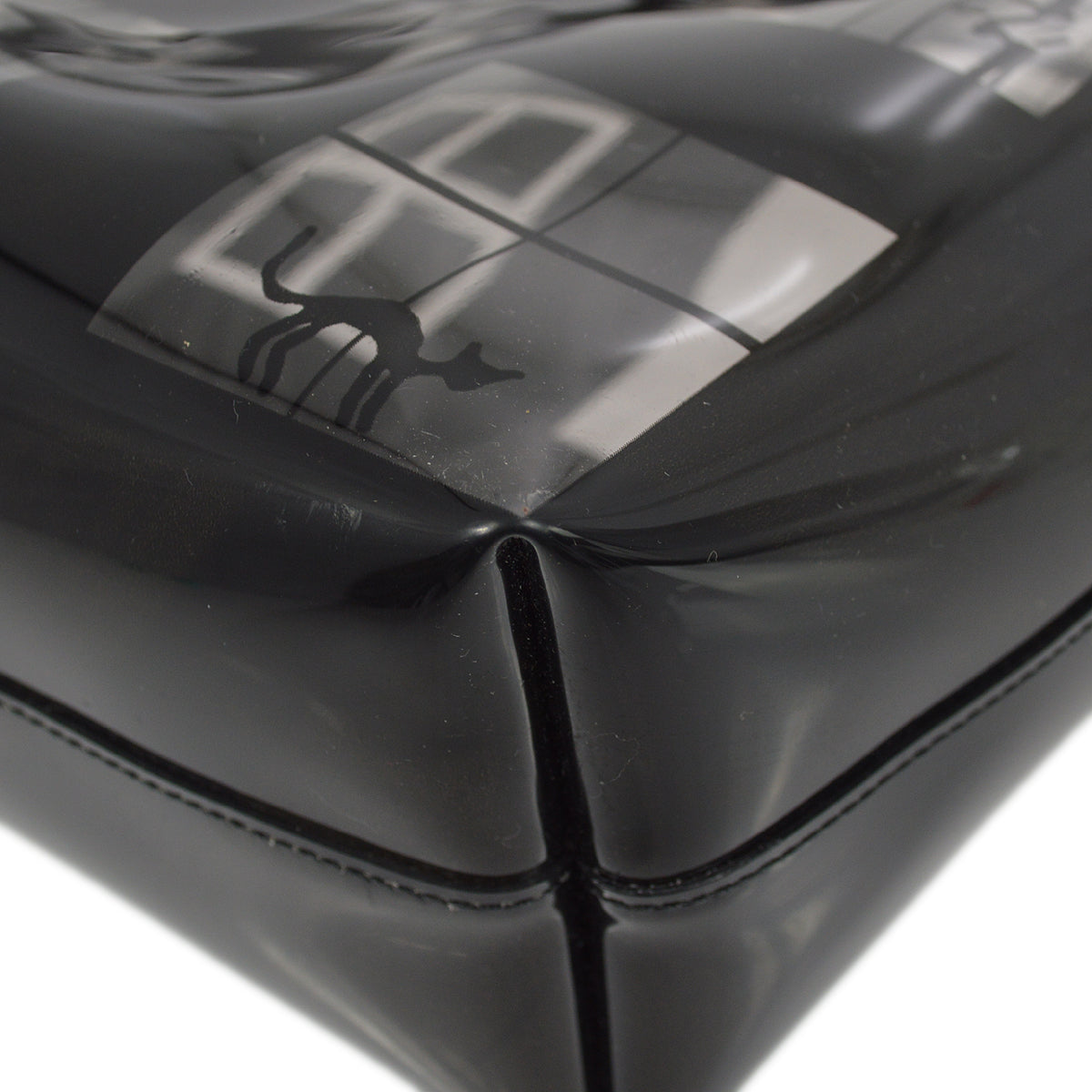 Chanel Black Vinyl Window Tote Handbag