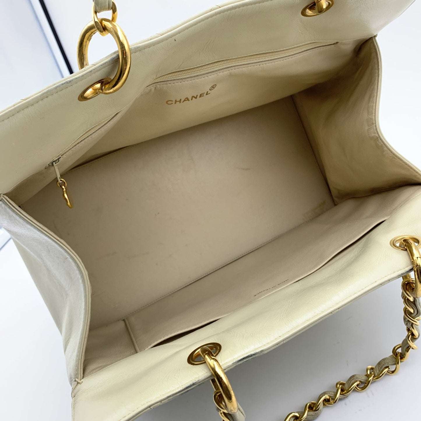 CHANEL Vintage Beige Quilted Leather Gst 1997 Grand Shopping Tote