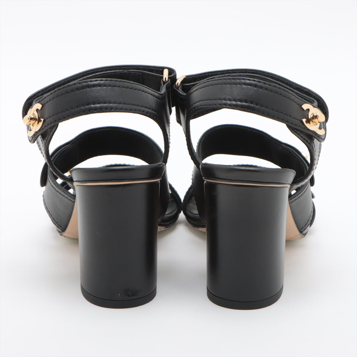 Chanel Coco 22SS Leather Sandal 35.5C  Black G37387 Turn-Lock Berkloostrap Box  Bag