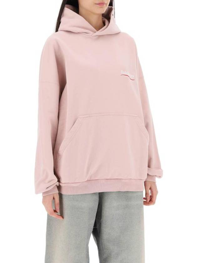 Luxury Balenciaga  Embroidered Logo Cotton Hoodie Light Pink